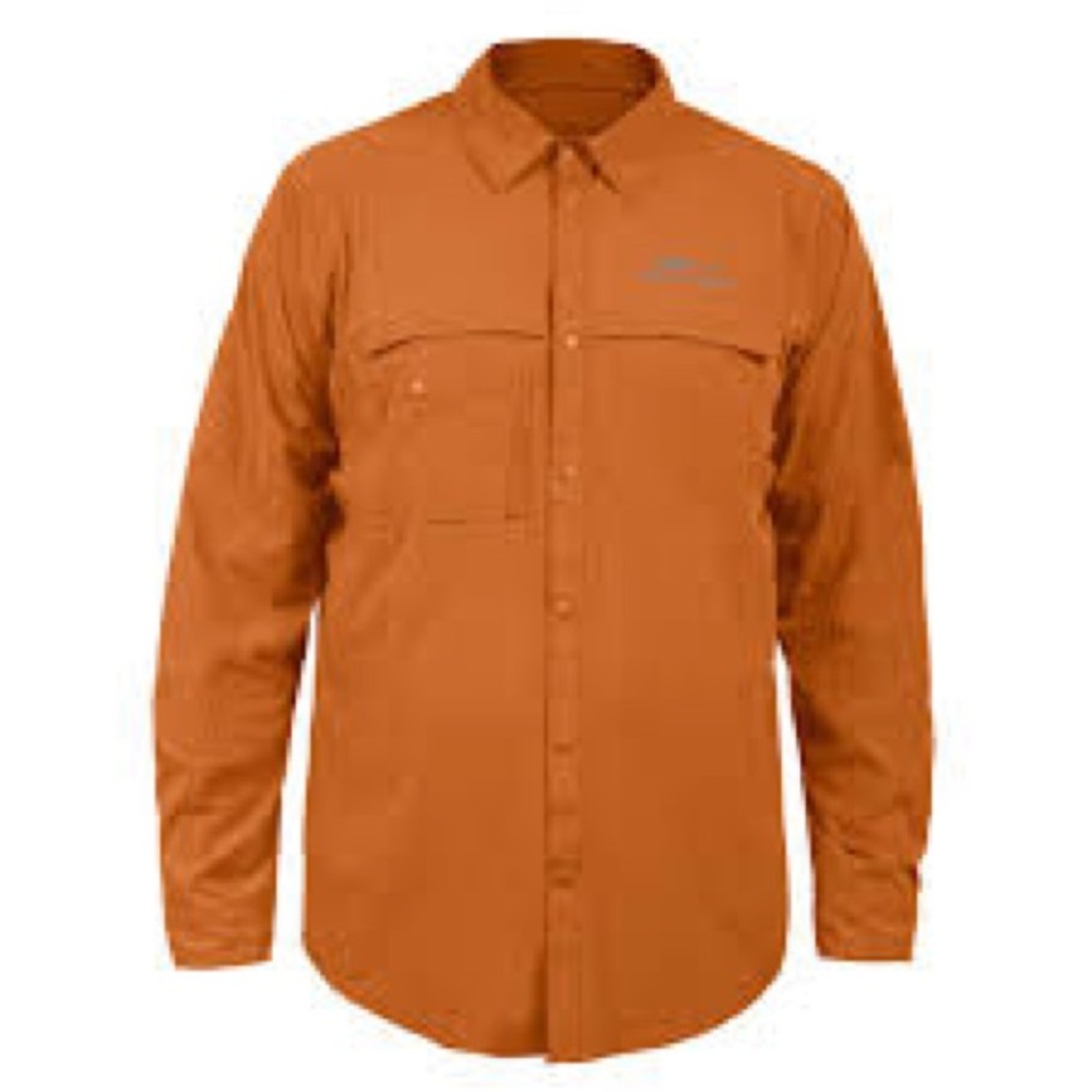 Grudens Men’s Medium Orange Hooksetter Long Sleeve Fishing Technical Shirt